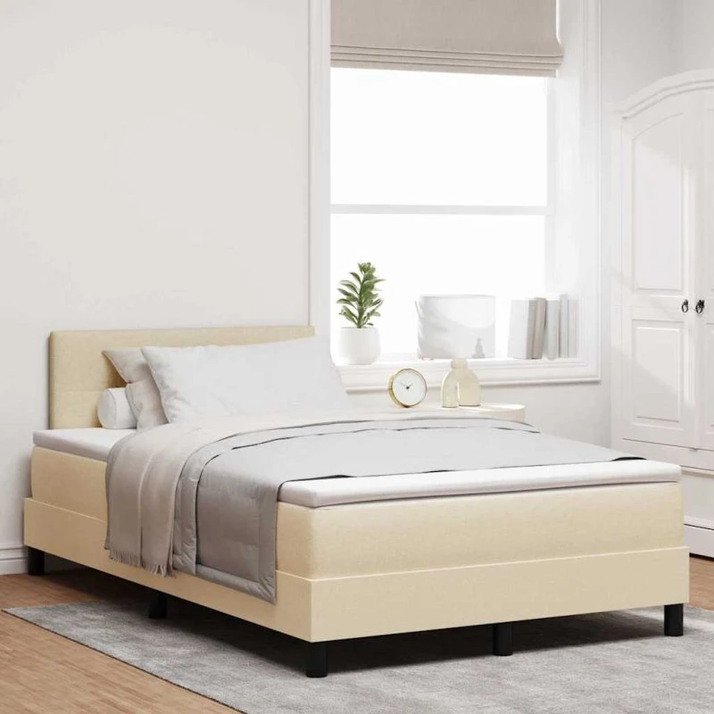 vidaXL Box spring seng med LED-lys, creme, 120 x 190 cm