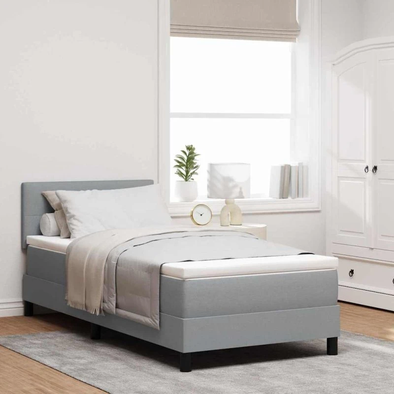 vidaXL Box spring seng med LED-lys, lysegrå, 80 x 200 cm