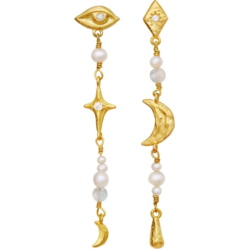 Maanesten Sissone øreringe, forgyldt med perler