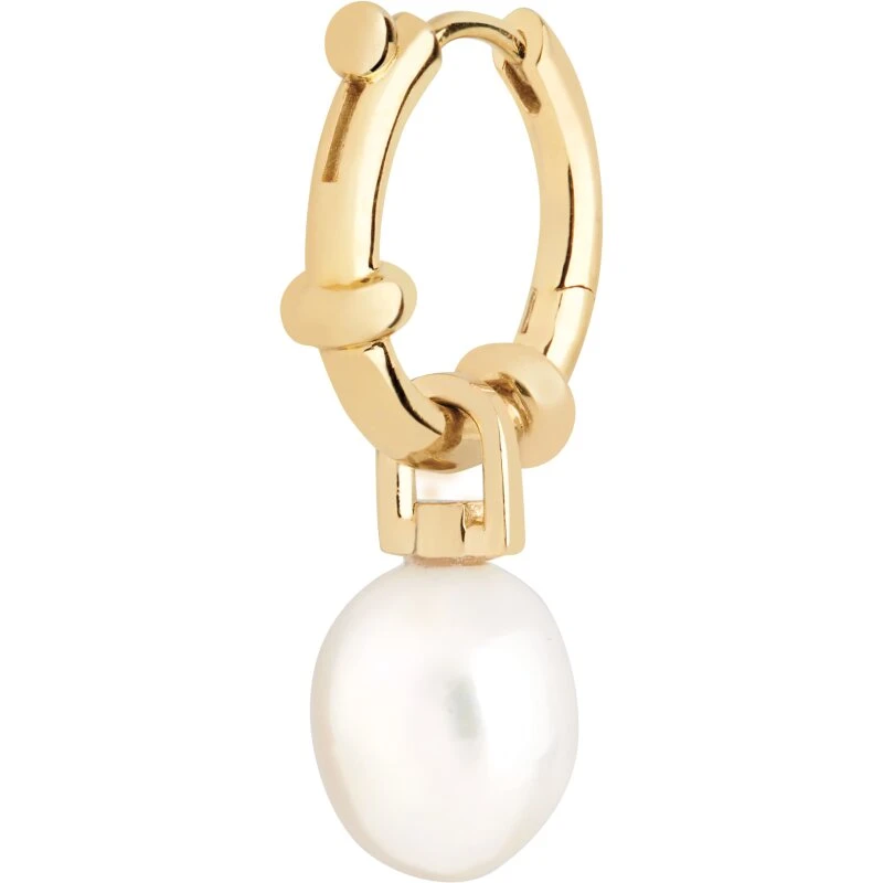 Cha Cha forgyldt ørering med ferskvandsperle, 30 mm