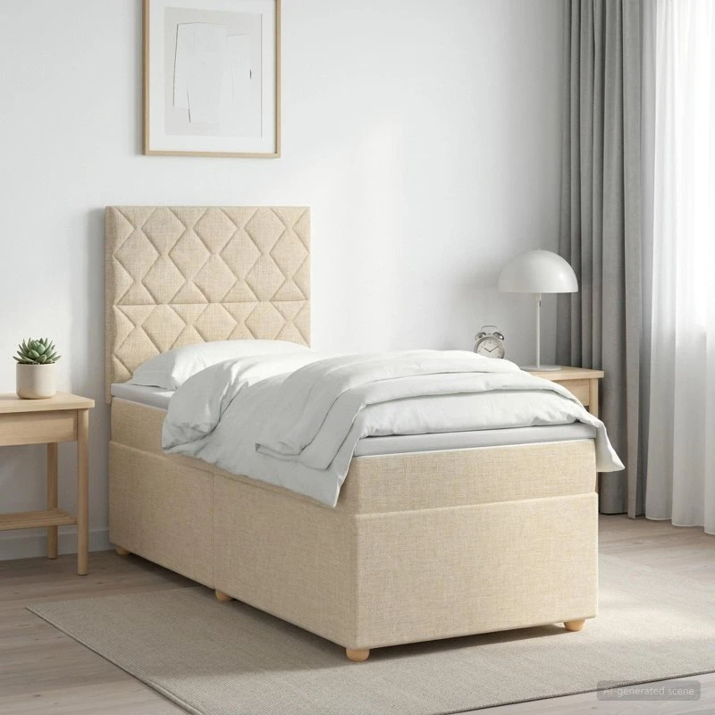 vidaXL Boxmadras med topmadras 90x200 cm - Cremefarvet