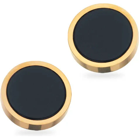 Scrouples 158551 – Forgyldte stål ørestikker med rund onyx