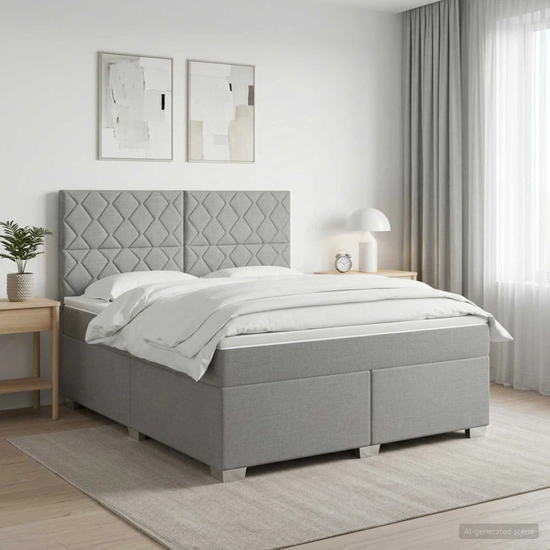 vidaXL Boxmadras med topmadras Lysegrå 140 x 190 cm