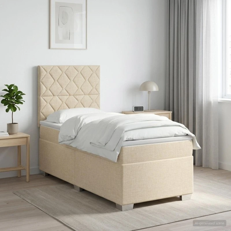 vidaXL Boxmadras med topmadras, Cremefarvet, 90 x 200 cm