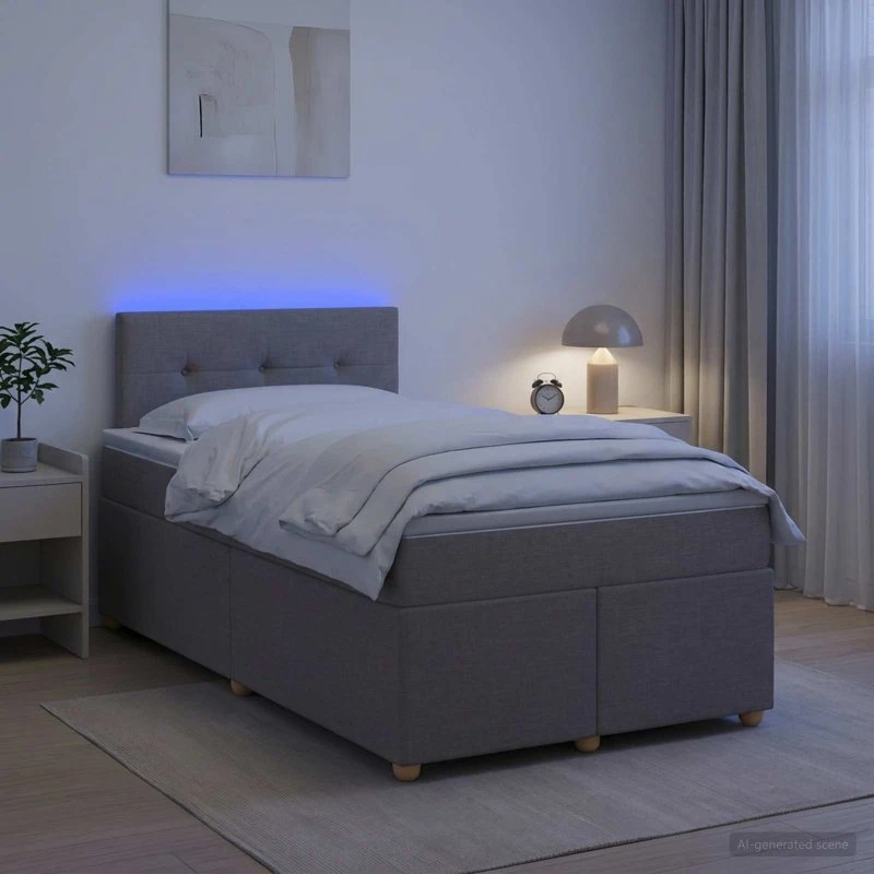 vidaXL Boxmadras med topmadras og LED, Gråbrun, 120 x 190 cm