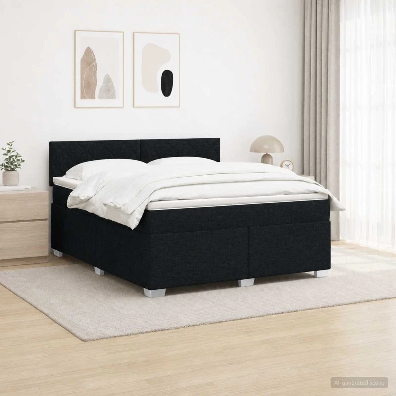 vidaXL Box Spring Seng med LED og madras, sort, 140 x 190 cm