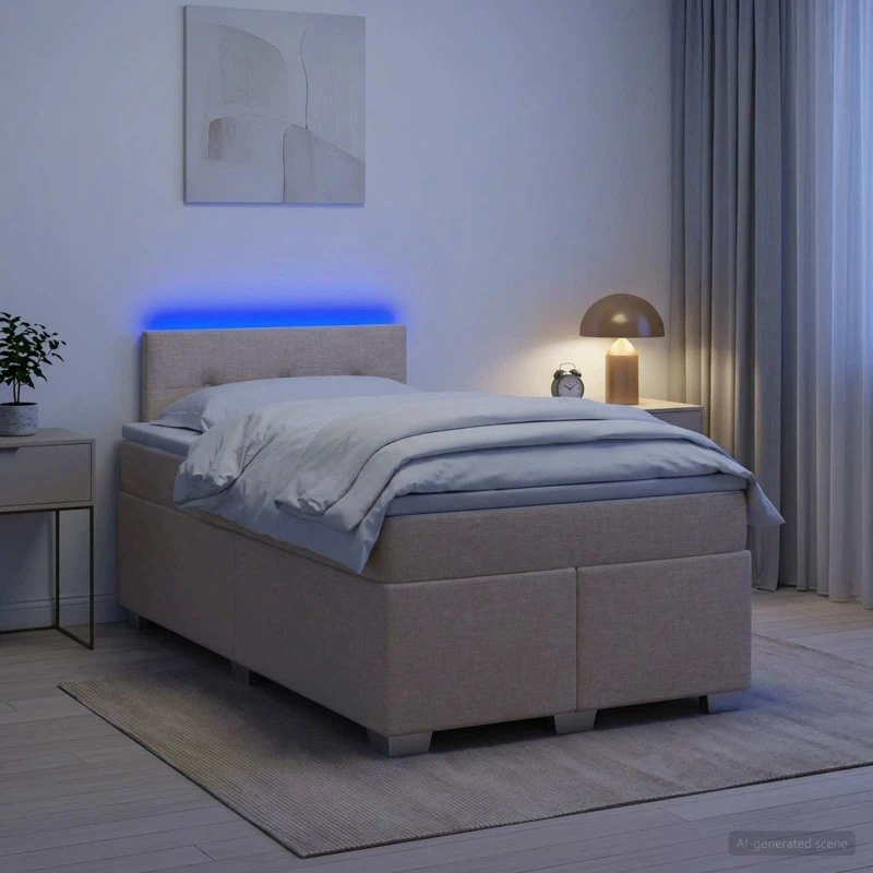 vidaXL Box Spring Seng med LED, Madras & Hovedgavl, 120x190 cm