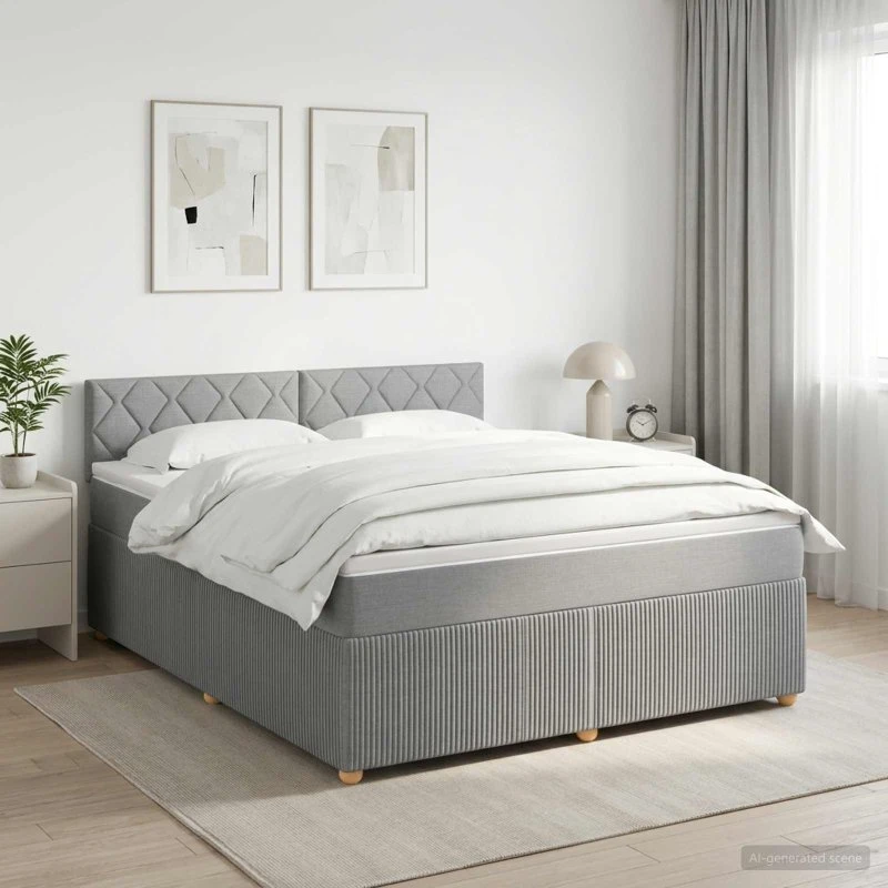vidaXL Boxmadras med topmadras Lysegrå 140 x 190 cm