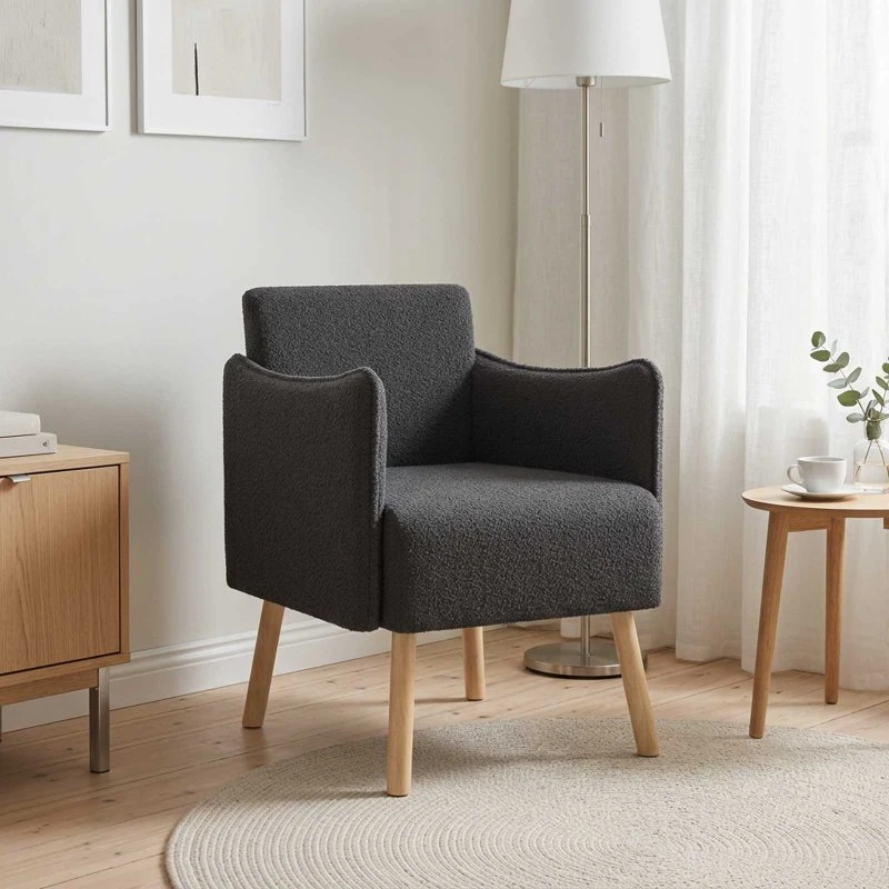 vidaXL Accentstol Mørkegrå Bouclé