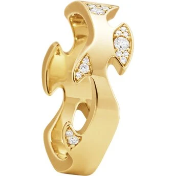 Georg Jensen Fusion centerring 18 kt rødguld med diamanter