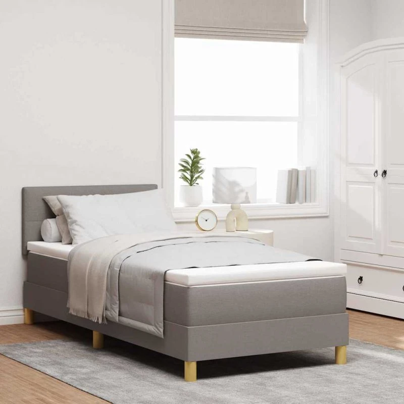 vidaXL Box spring seng med pude, Gråbrun, 90 x 200 cm