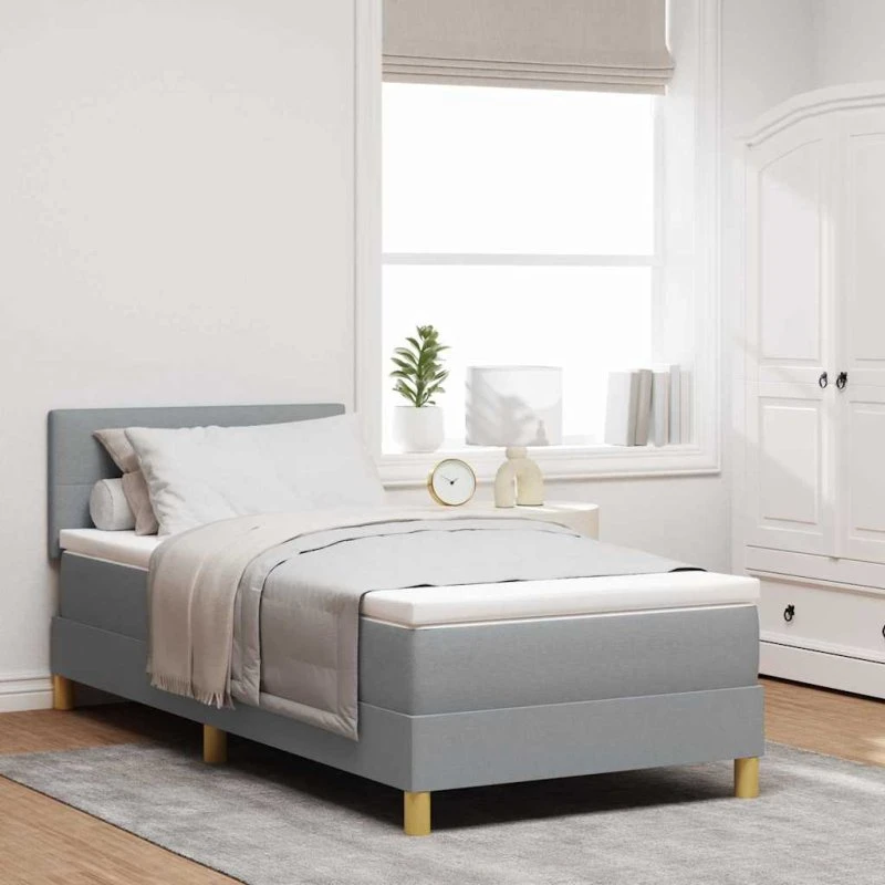 vidaXL Box spring seng med pude Lysegrå 80 x 200 cm
