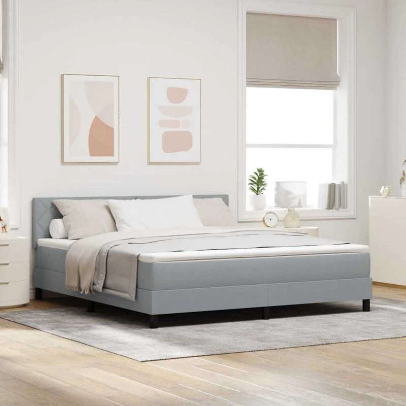 vidaXL Box spring seng med hovedgærde 180 x 200 cm Lysegrå