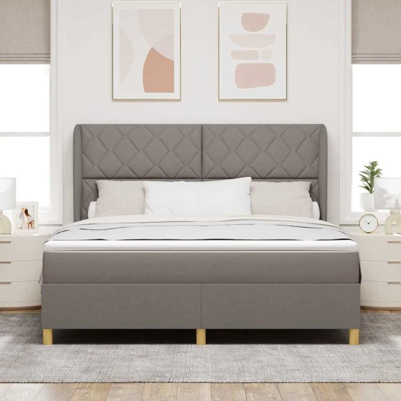 vidaXL Box spring seng med hovedgærde, Gråbrun, 200 x 180 cm