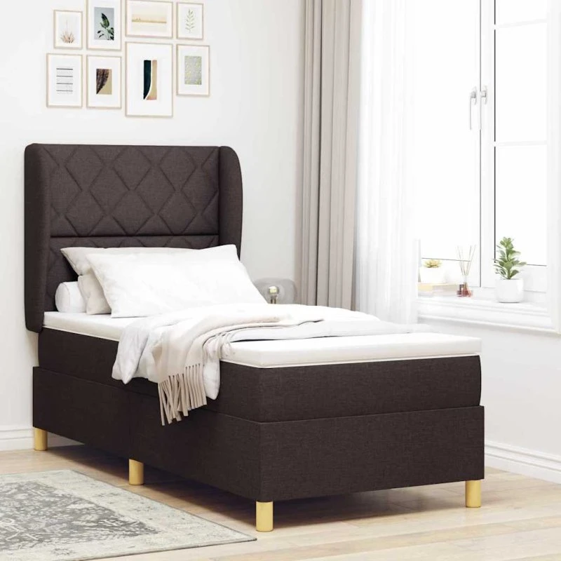 vidaXL Box spring seng med hovedgærde, Mørk Brun, 190 x 90 cm