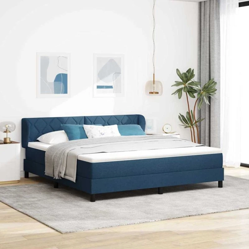 vidaXL Box spring seng med hovedgærde, Blå, 180 x 200 cm