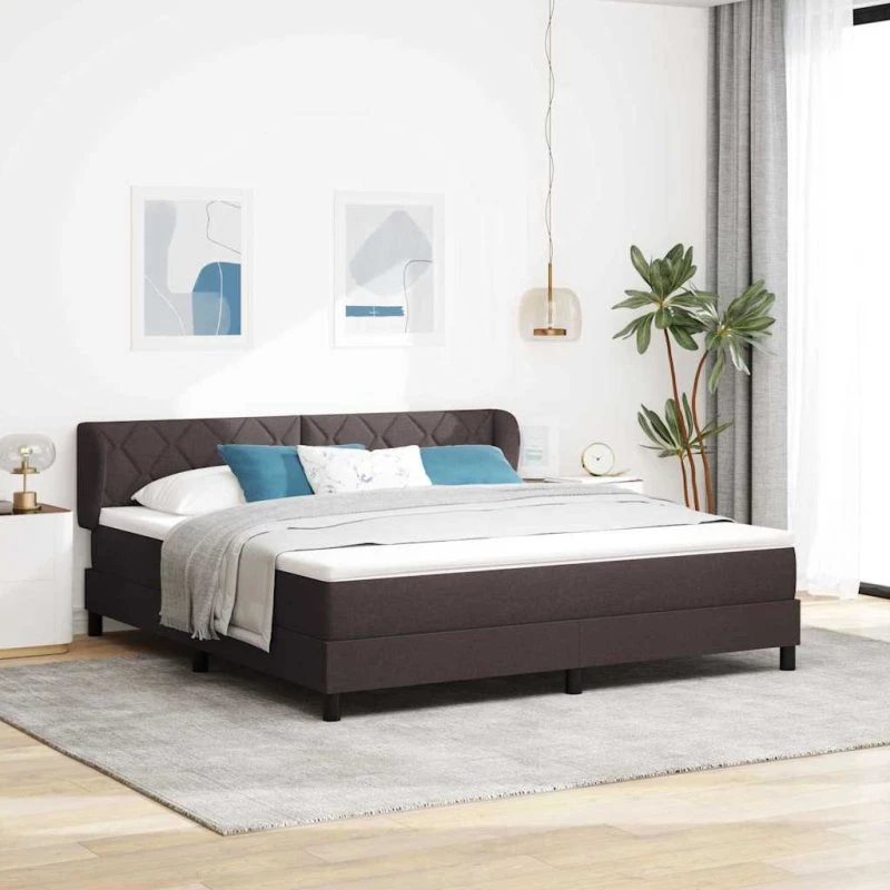 vidaXL Boxspring seng med hovedgærde, Mørk Brun, 180 x 200 cm