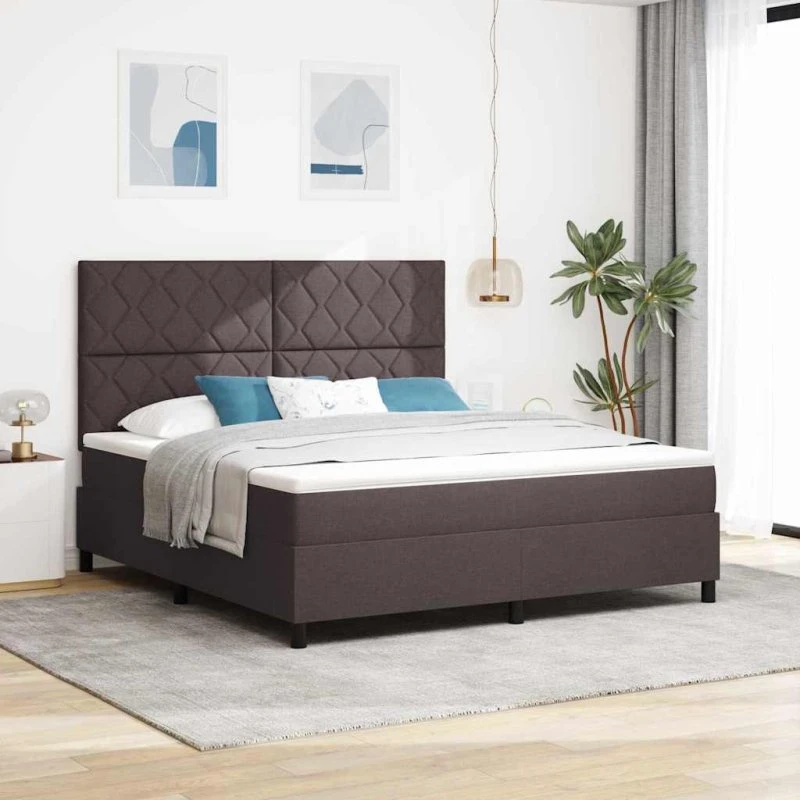 vidaXL Boxspring seng med hovedgærde, mørk brun, 180 x 200 cm
