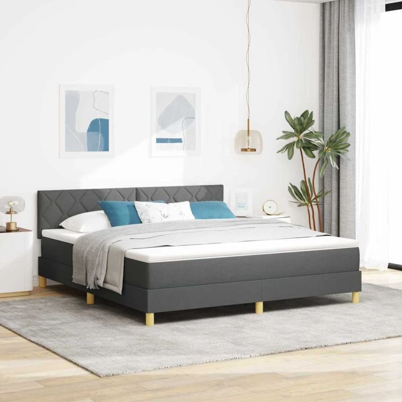 vidaXL Box spring seng med pude Mørkegrå 180 x 200 cm