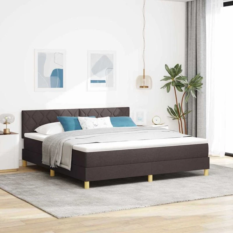 vidaXL Box spring seng med pude, mørk brun, 180 x 200 cm