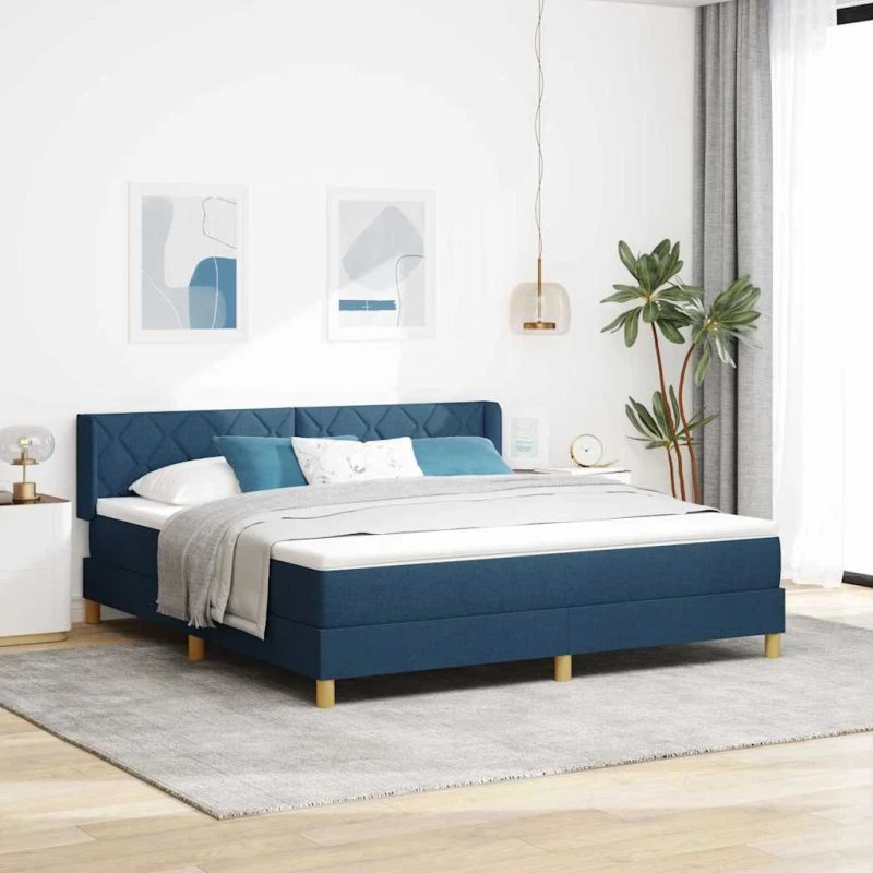 vidaXL Box spring seng med hovedgærde, Blå, 200 x 180 cm