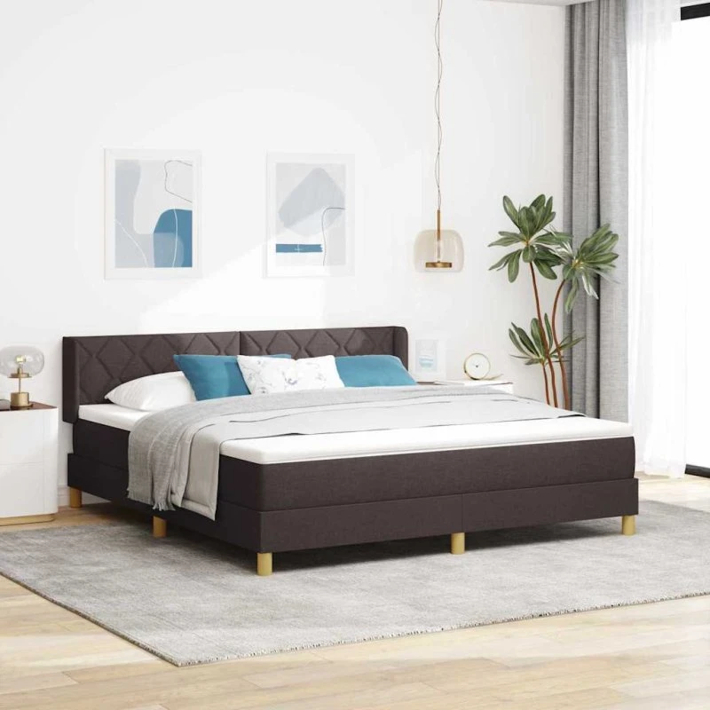 vidaXL Box spring seng med hovedgærde, Mørk Brun, 200 x 180 cm