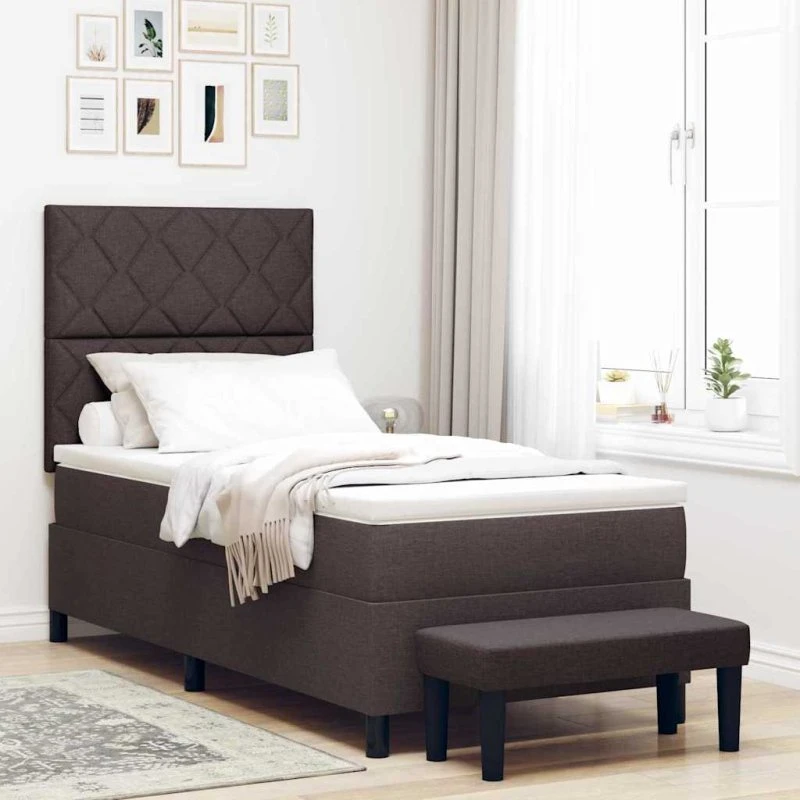 vidaXL Box spring seng med pude 90 x 190 cm - Mørk Brun