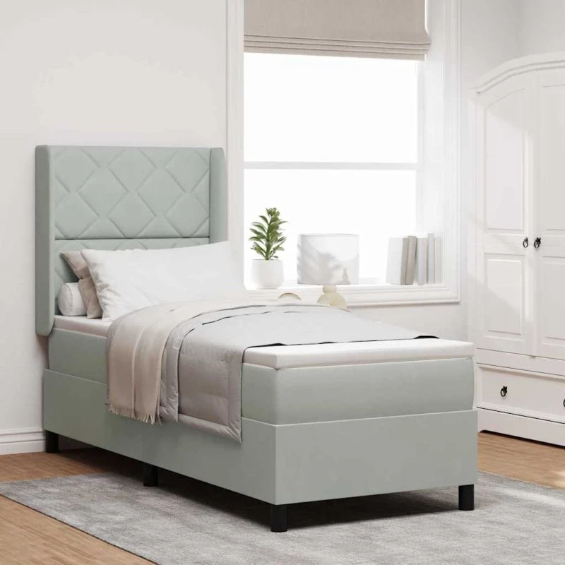 vidaXL Box spring seng med LED-lys, lysegrå fløjl, 80 x 200 cm