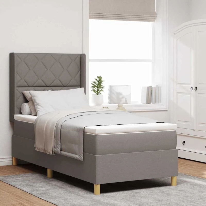 vidaXL Box spring seng med LED-lys, Gråbrun, 90 x 190 cm