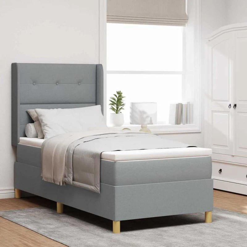 vidaXL Box spring seng med LED-lys, lysegrå, 100 x 200 cm
