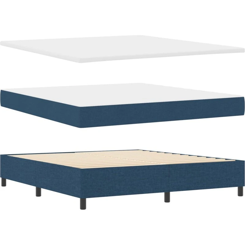 vidaXL Boxspring seng med LED-lys, blå, 180 x 200 cm