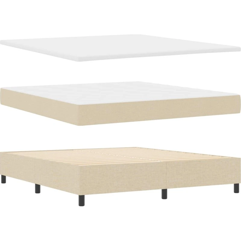 vidaXL Boxspring seng med LED-lys, Creme, 180 x 200 cm