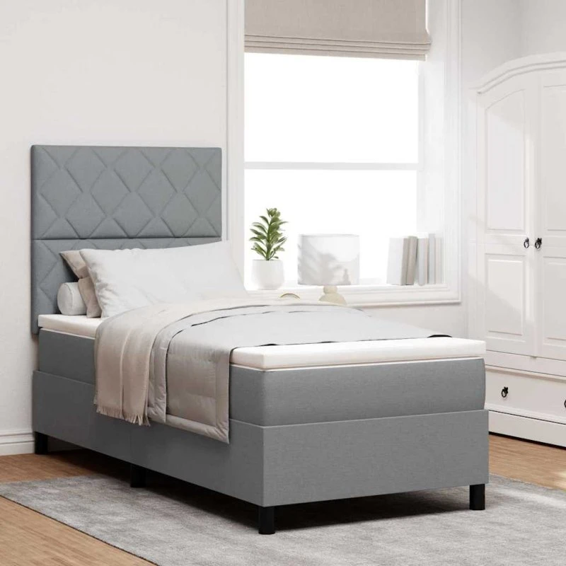 vidaXL Boxspring seng med LED-lys, lysegrå, 90 x 190 cm