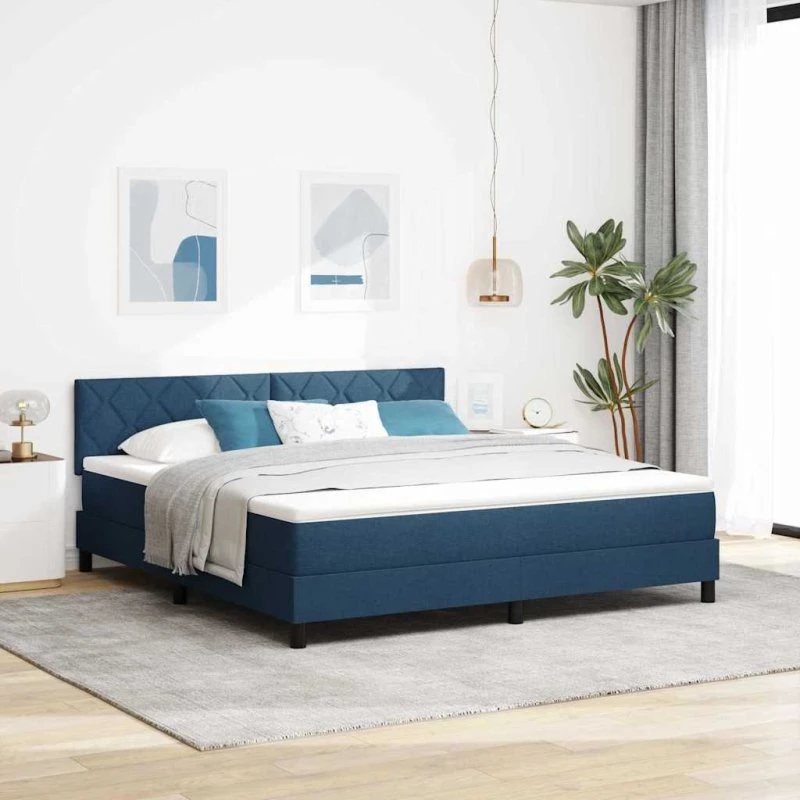 vidaXL Boxspring seng med LED-lys, blå, 180 x 200 cm