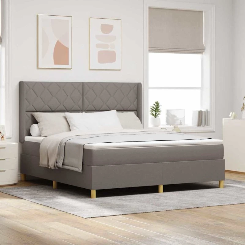 vidaXL Boxspring seng med hovedgærde Gråbrun 180 x 200 cm