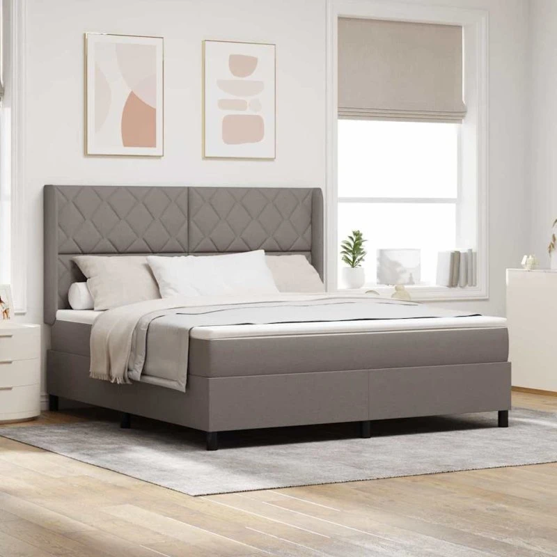 vidaXL Box spring seng med pude Gråbrun 200 x 180 cm