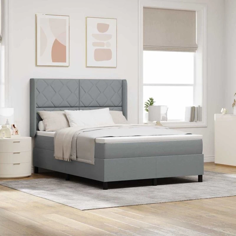 vidaXL Boxspring seng med pude Lysegrå 200 x 140 cm