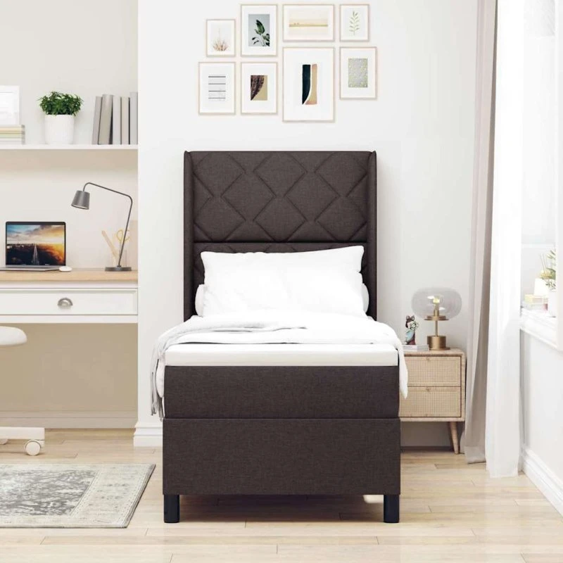 vidaXL Boxspring seng med pude, Mørk Brun, 190 x 90 cm