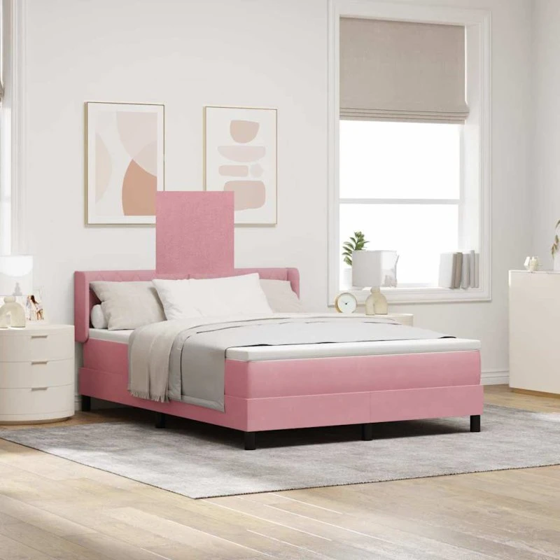 vidaXL Box spring seng med hovedgærde Lyserød Fløjl 200 x 160 cm