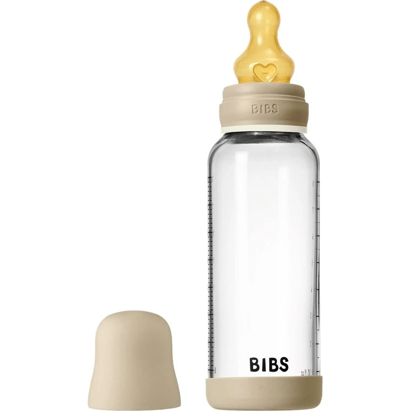 BIBS Glow Glass Baby Bottle Vanilla Glow 240 ml Medium Flow