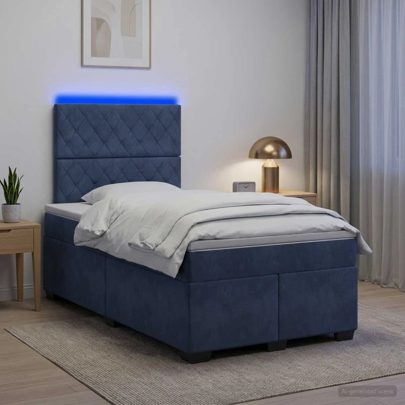vidaXL Boxmadras med topmadras 120x190 cm Mørkegrå Fløjl