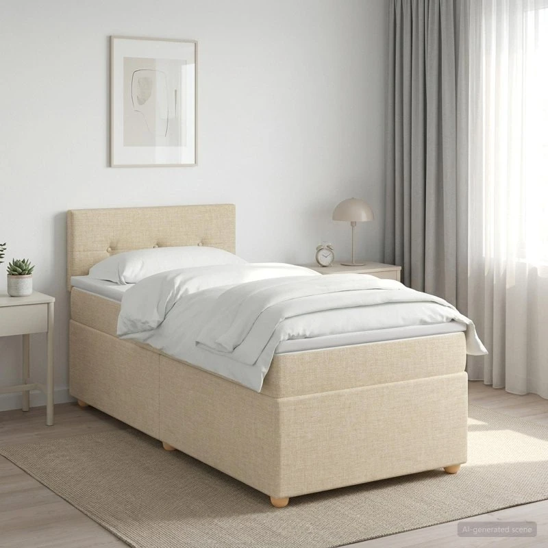 vidaXL Boxmadras med topmadras, Cremefarvet, 90 x 200 cm