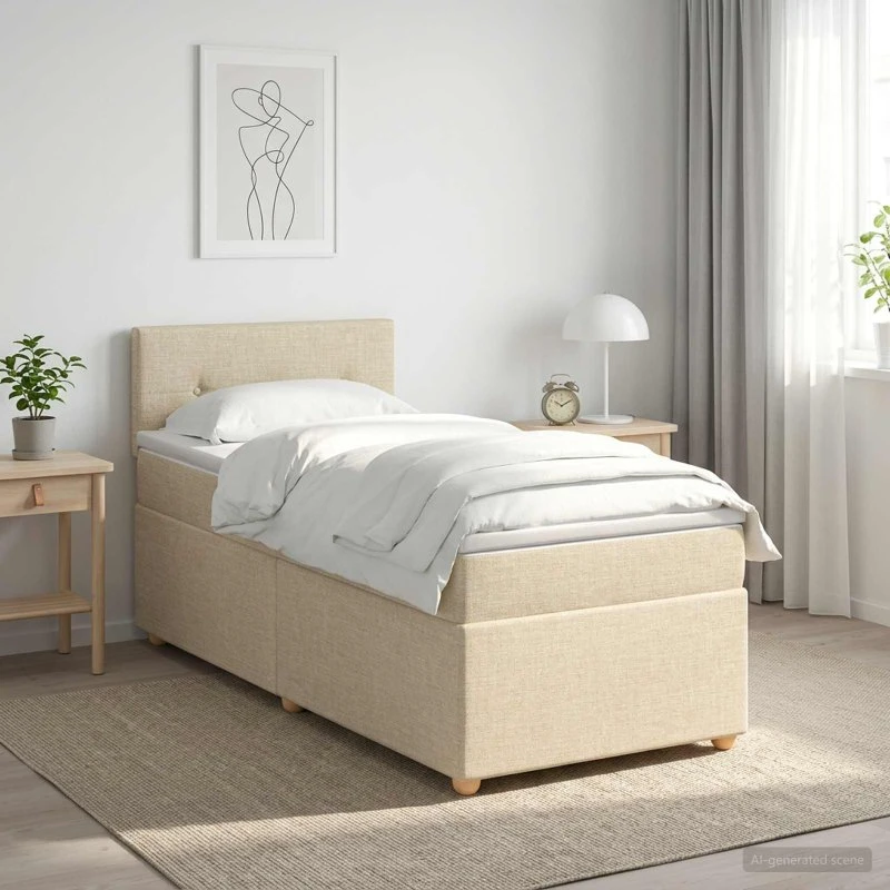vidaXL Boxmadras med topmadras, Cremefarvet, 90 x 200 cm