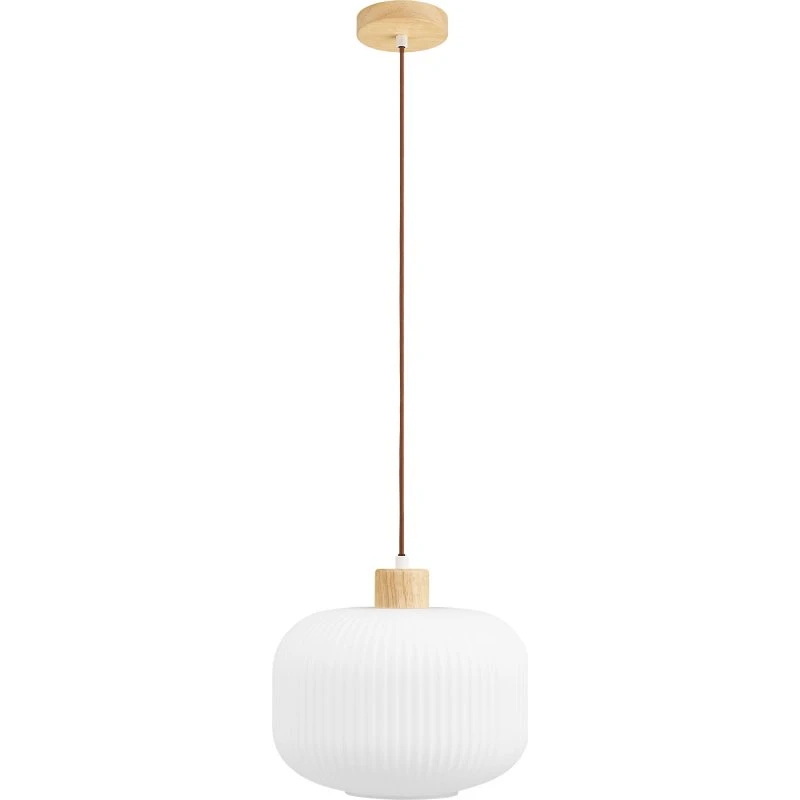 House Nordic Argalo Loftlampe - Hvidt Glas og Træ, Ø30 cm