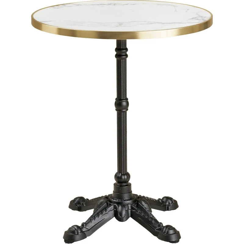 House Nordic Cafébord - Marmorlook med guldkant, Ø60 cm