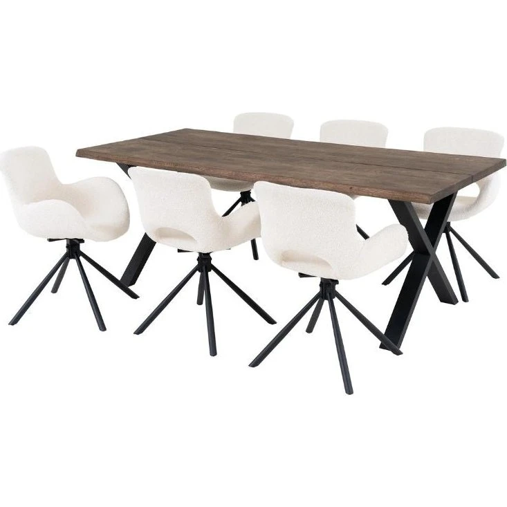 House Nordic Toulon og Amorim spisebordssæt med 6 stole