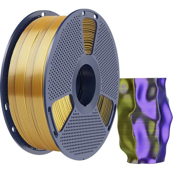 Sunlu PLA+ Silk Tri-Color Filament - Sort, Guld, Lilla - 1.75mm 1kg