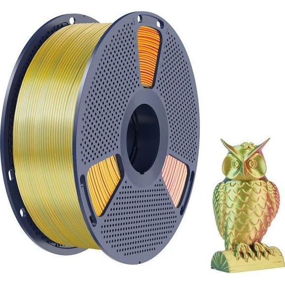 Sunlu PLA+ Silk Tri-Color Filament 1.75mm 1kg - Rød, Gul, Grøn