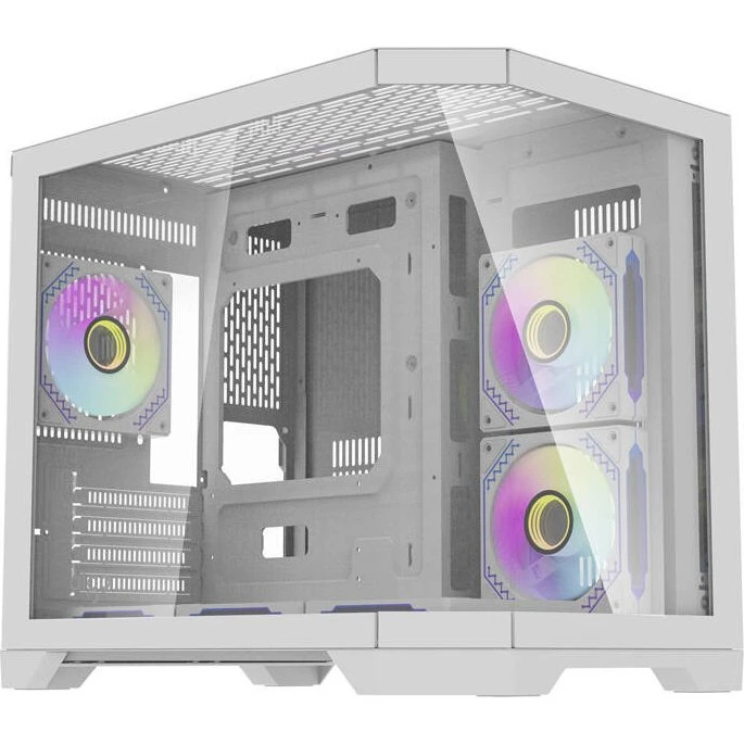 Darkflash FT418 Mini Tower Kabinet - Hvid med 6 aRGB blæsere