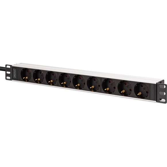 DIGITUS 9-Port 1U Aluminium PDU - 19" Rackstrømsskinne